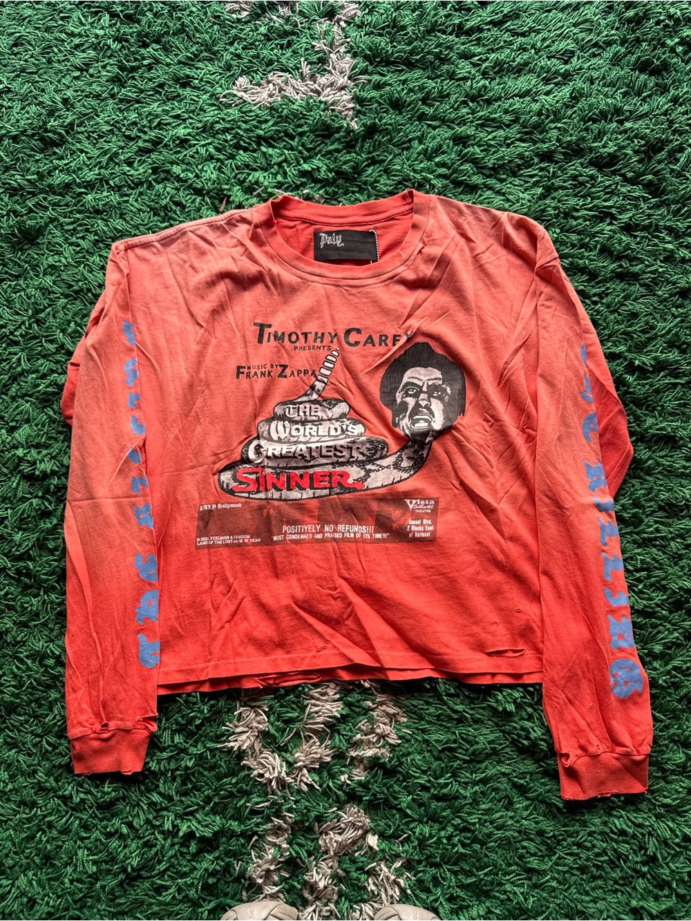 Red Graphic Long-Sleeve Tee with Sleeve Print